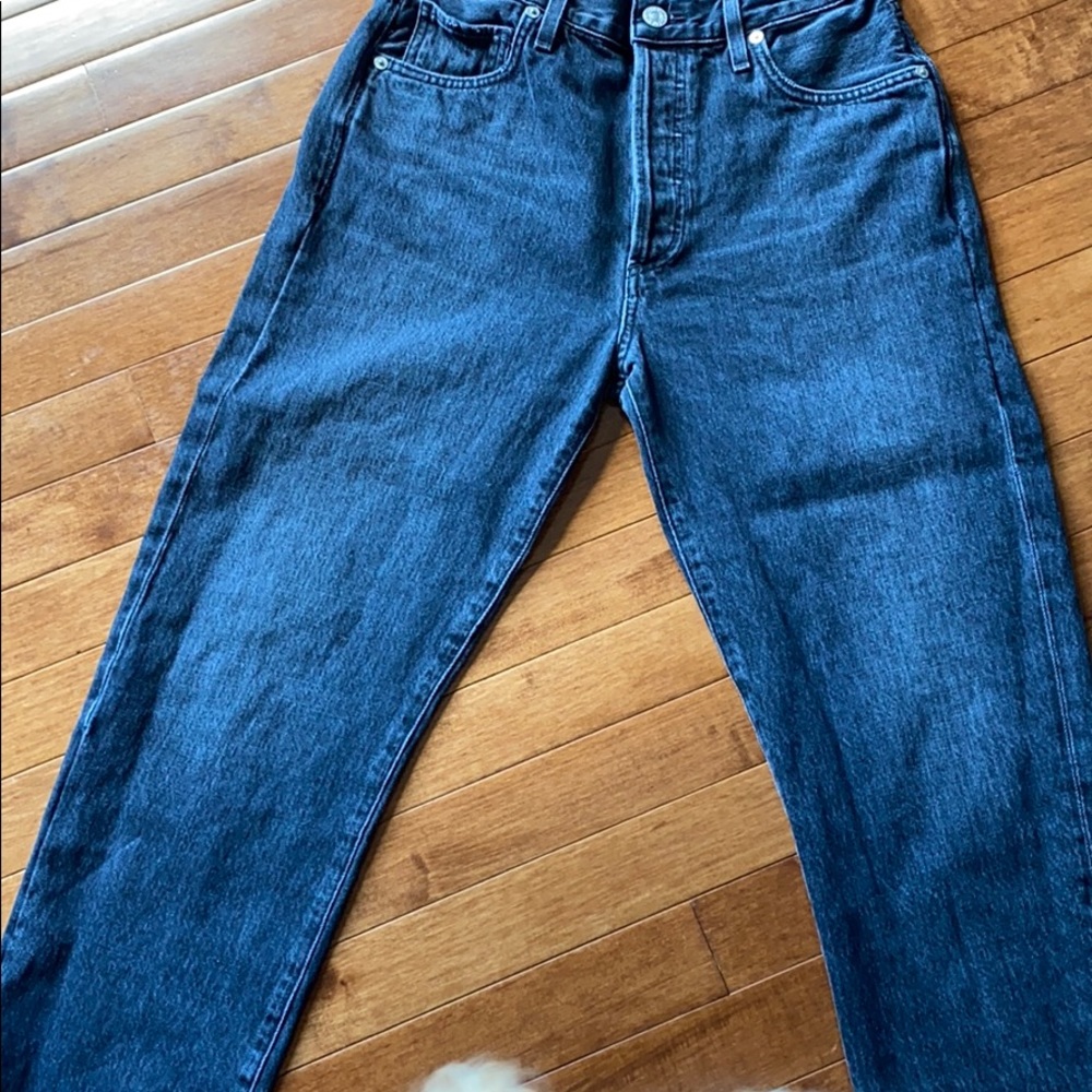 High rise boyfriend ankle black denim